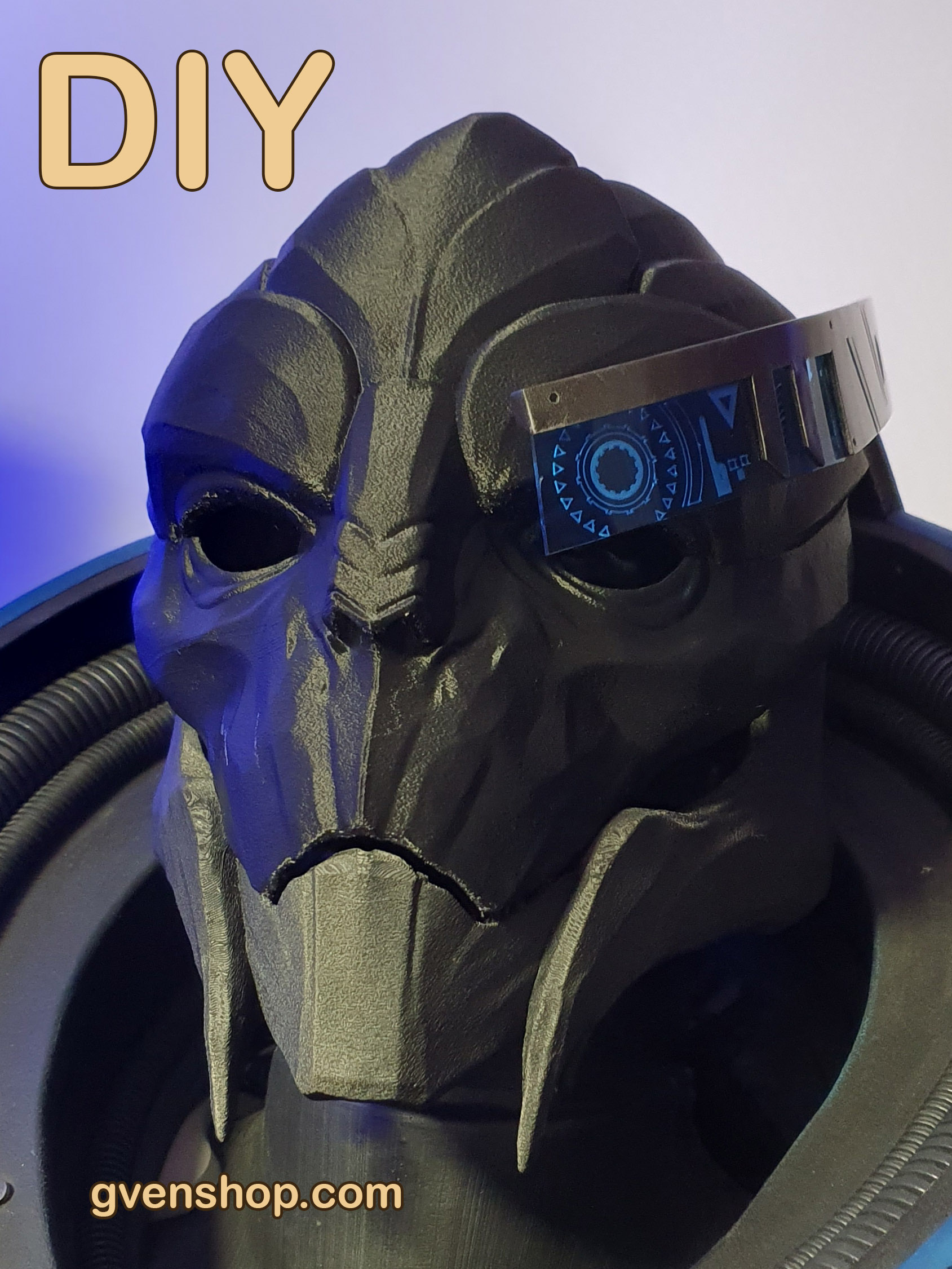 Garrus Vakarian Mask with Visor - Mass Effect Cosplay Prop | Male Turian 3D Printed Mask - Image 13